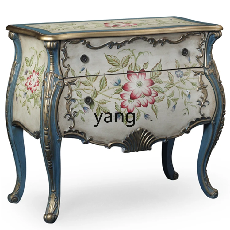 Yjq Foyer Doorway Living Room Wall Chest of Drawers Curio Cabinet Mediterranean Painted Furniture Storage Sideboard Cabinet