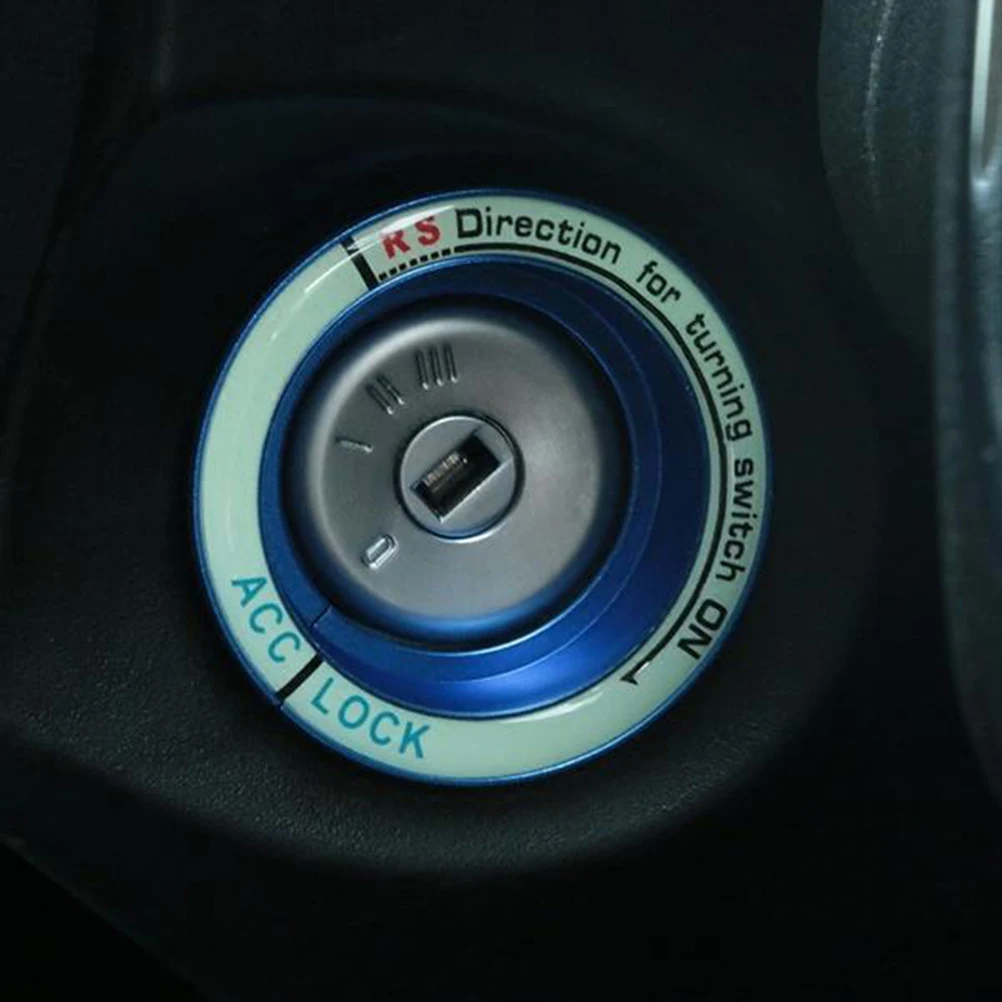 

Luminous Ring Decal Blue Aluminum Alloy Glow Car Ignition Switch Cover for Focus Car Key Hole Protector Luminous Ring Sticker