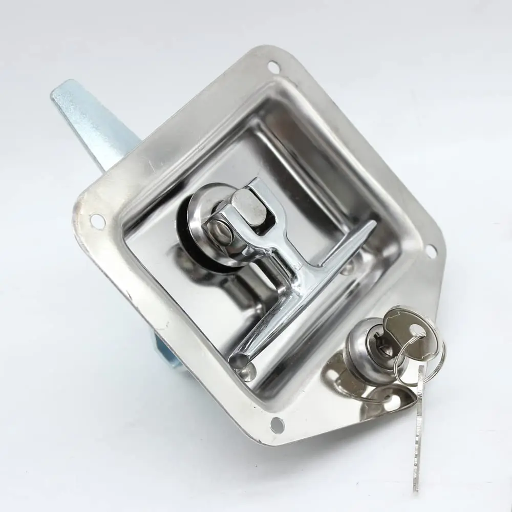 [عيد الميلاد] Loyalheartdy 4 قطعة مزلاج باب المقطورة T-مقبض قفل صندوق أدوات من الفولاذ المقاوم للصدأ أقفال مع طوقا للطي مقبض t مزلاج