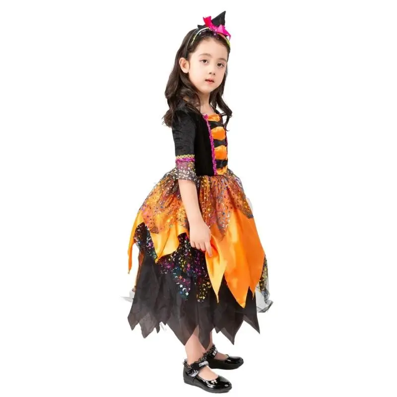 طقم زي تنكري للسيدات بتصميم مجوف لشخصية الساحرة لعيد الهالوين، ملابس أطفال لعيد الهالوين بتصميم مجوف، طقم ملابس للعب الأدوار #1