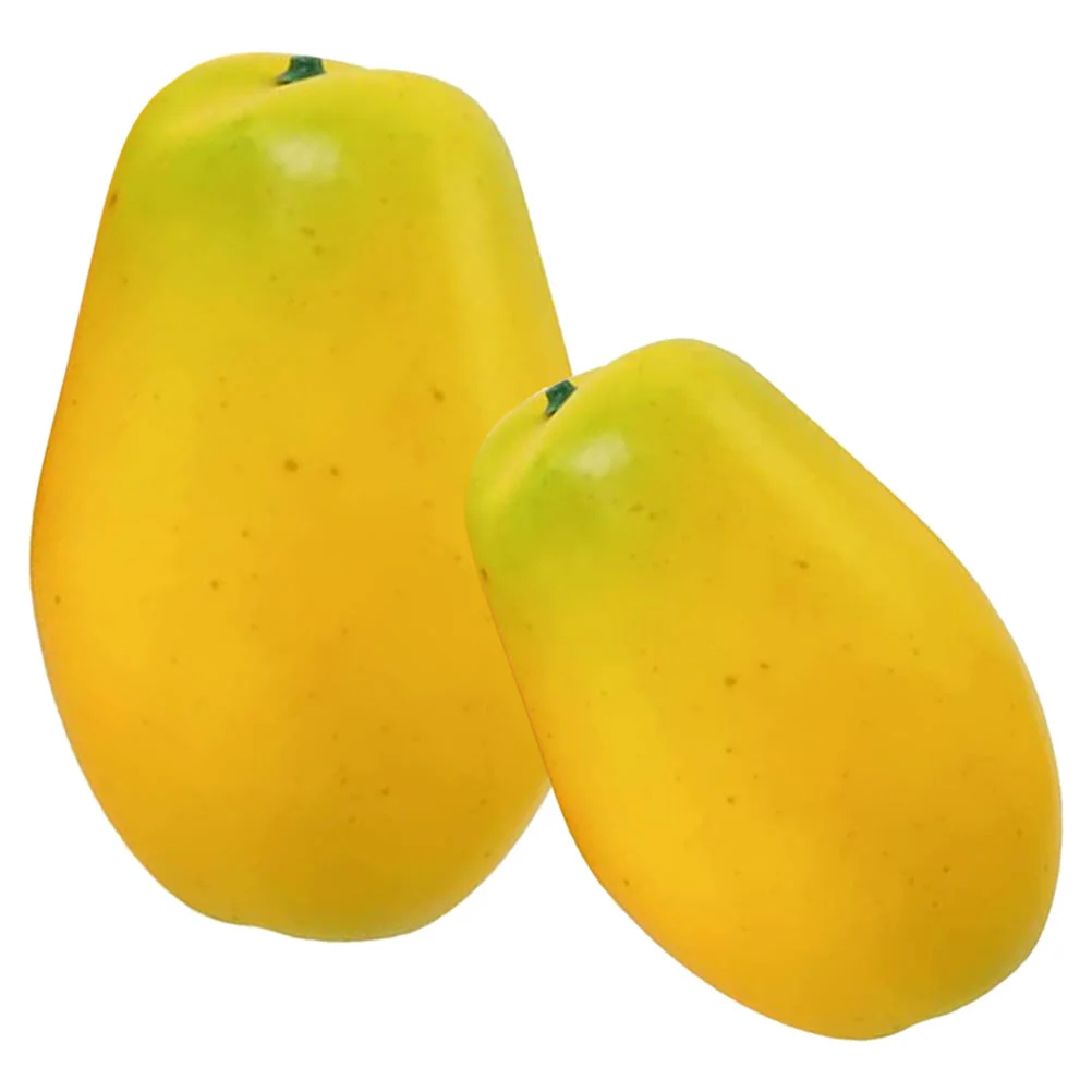 2 Pcs Papaya Model Early Education Props Home Decoration Ornament Medium Vivid Fruit Artificial Foam Lifelike Fruits 1