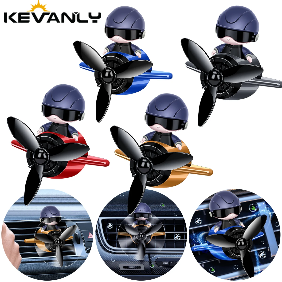 

Car Air Outlet Aromatherapy Cartoon Rotating Airplane Pilot Auto Interior Perfume Ornaments Ocean Cologne Fragrance Remove Odor