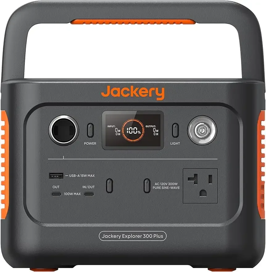 Jackery Explorer 300 Plus Portable Power Station, 288Wh Backup LiFePO4 Battery, 300W AC Outlet, 3.75 KG Solar Generator