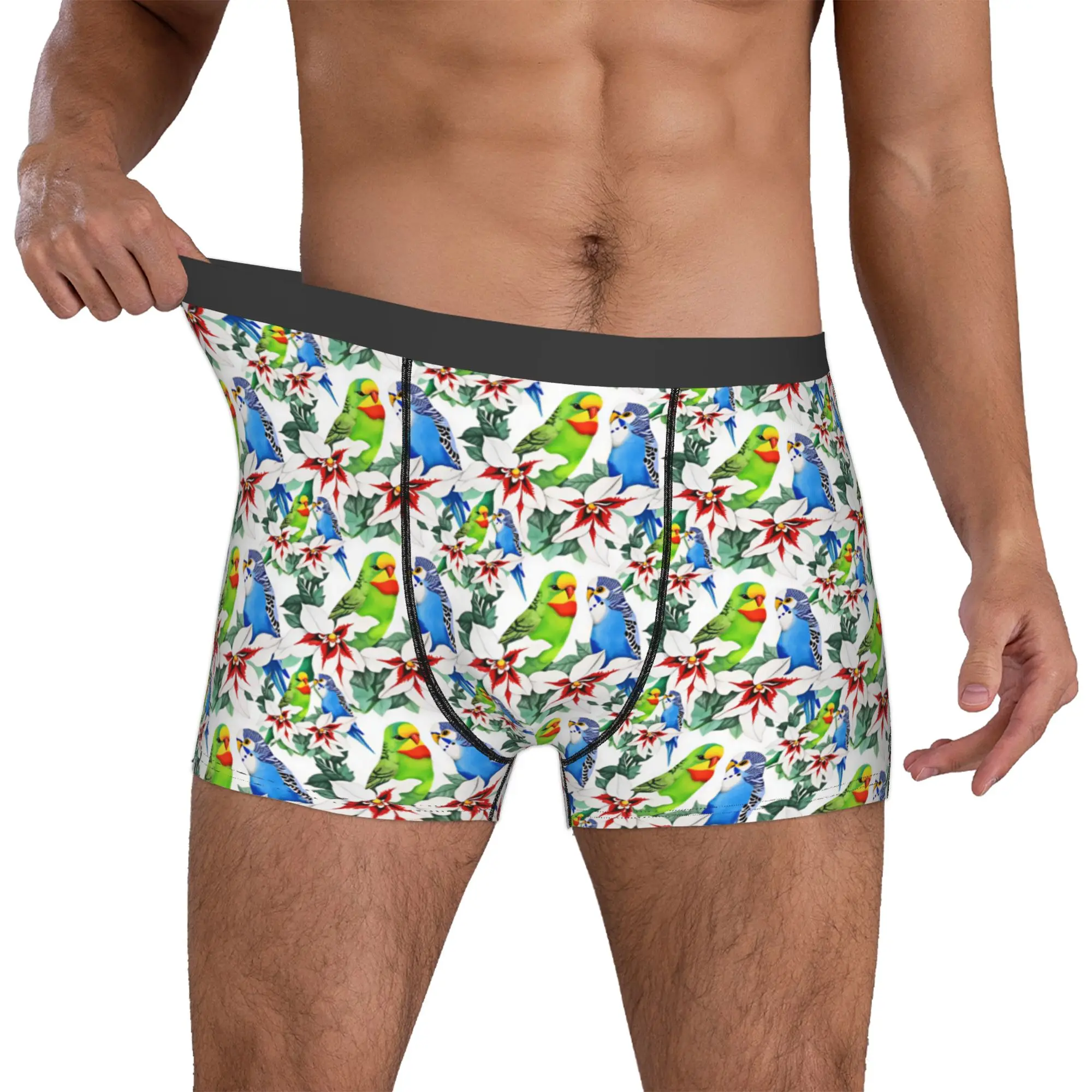 Male Cool Hawaiian Style Parrot Tropical Seamless Pattern Underwear  Boxer Briefs Breathable Shorts Panties Underpants