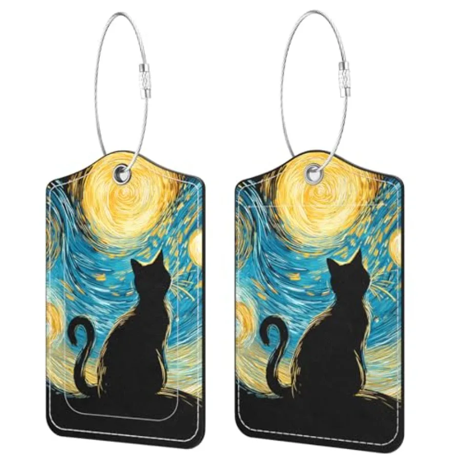 2 Pack PU Leather Luggage Tags for Suitcases