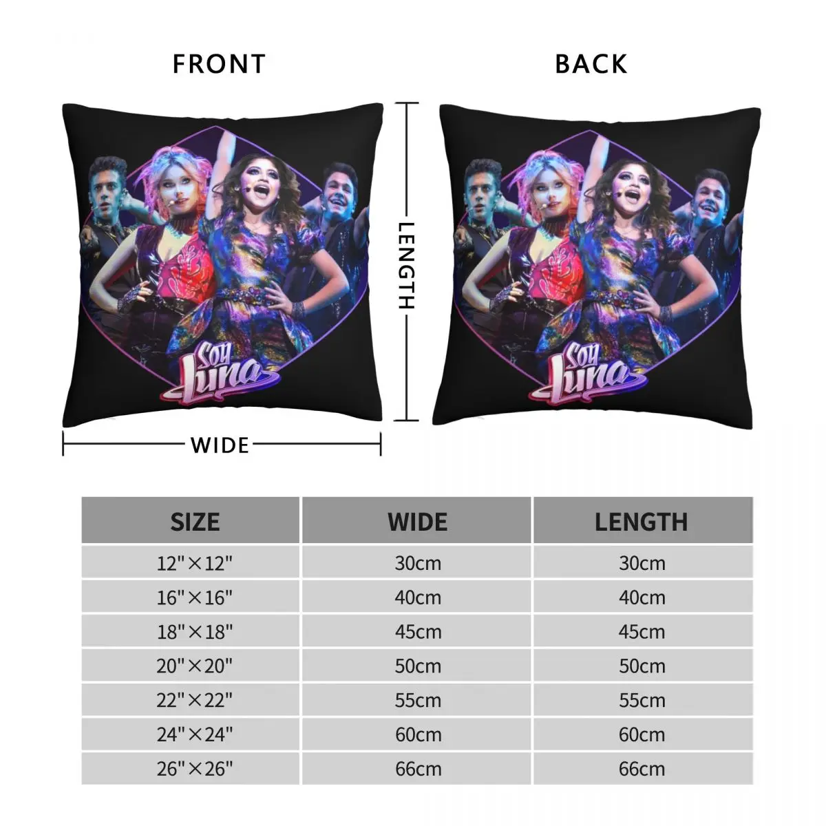 Soy Luna Cast Square Pillowcase Polyester Linen Velvet Creative Zip Decor Throw Pillow Case Bed Cushion Case