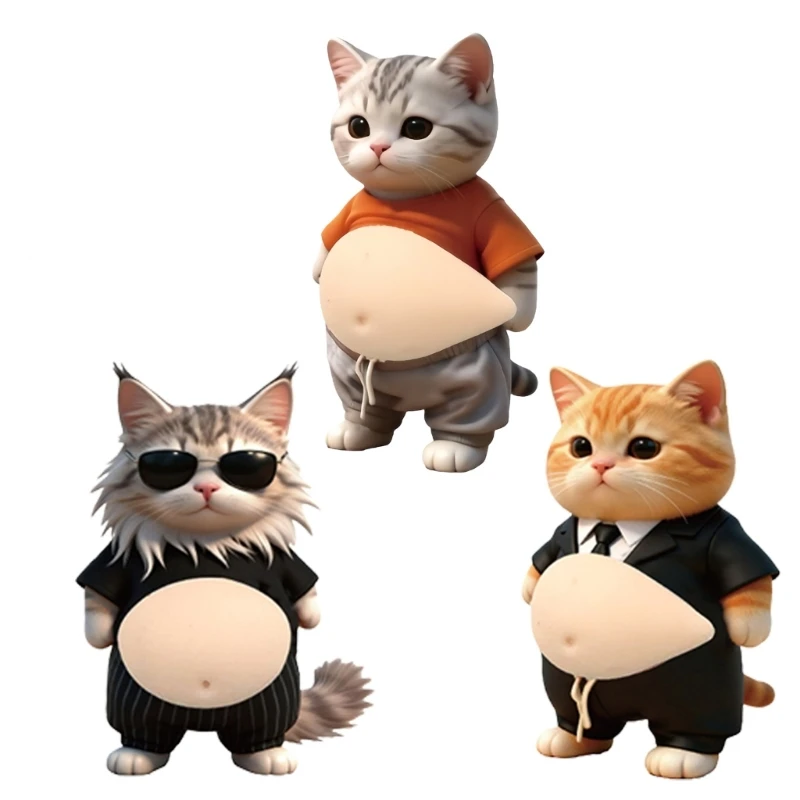 高品質のソフト TPR 素材のお腹子猫ステッカー ストレス解消スクイーズおもちゃ 不安解消感覚おもちゃ 15UB 2 個パック