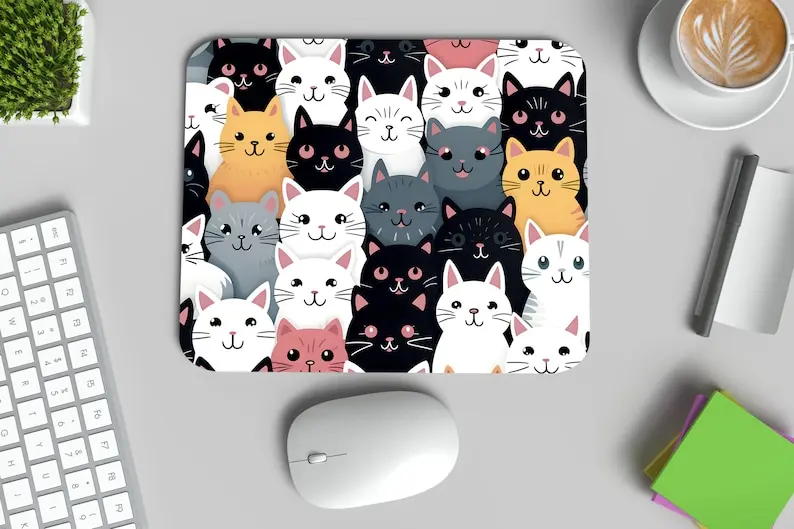 

Cute cat mouse pad, rubber anti-slip, high-quality computer mechanical keyboard pad, washable and durable table mat carpet