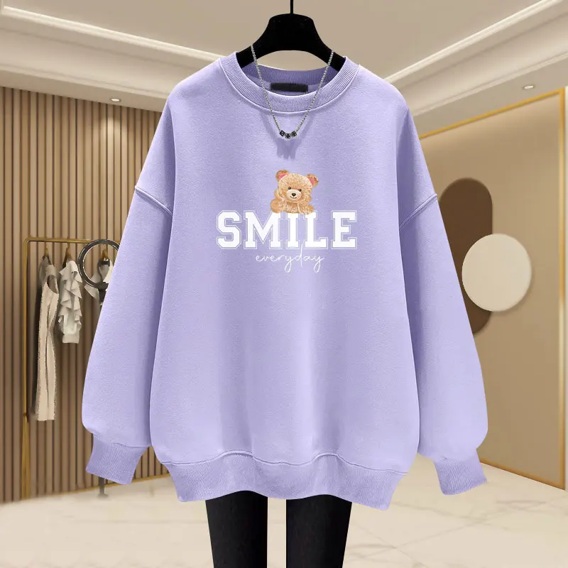 Women Fashion Casual Loose Sweatshirts Simplicity Cozy Top Pullovers Autumn New Y2k Cartoon Printed Long Sleeve Hoodies