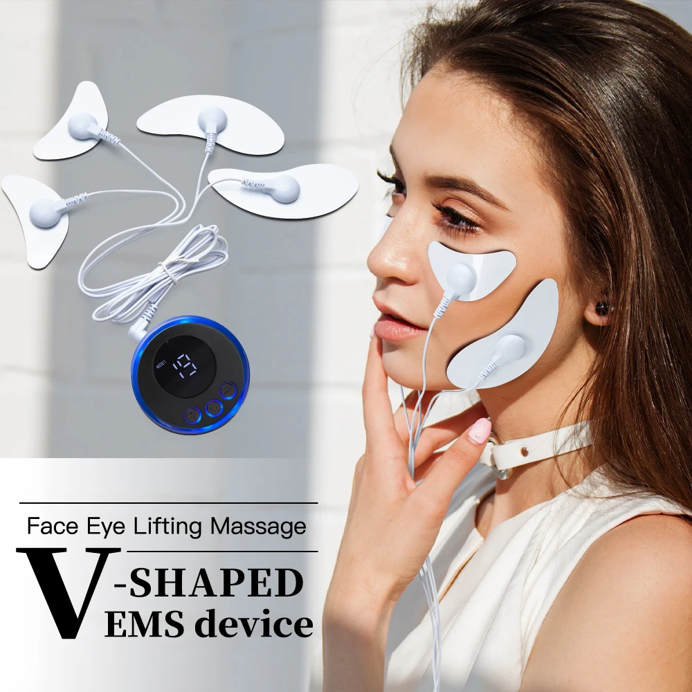 Ems Facial Massage Lifting Firming Anti-Wrinkle Low-Frequency Pulse Crescent Shaped Electric V-Face Slim Eye Beauty Skin Tighte