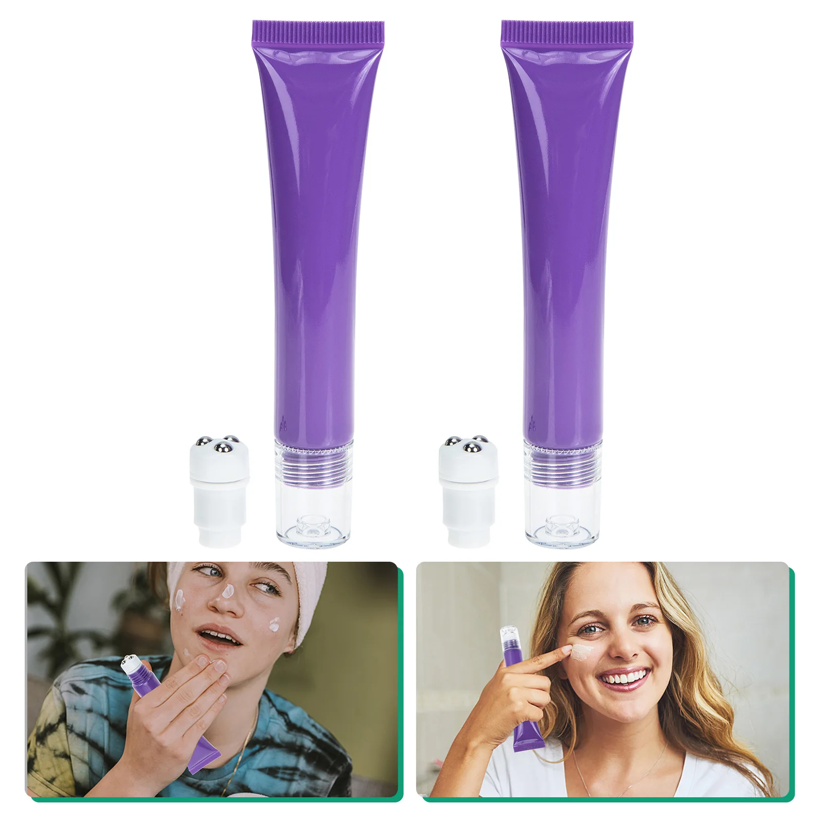 

2Pcs Essential Oil Eye Cream Roller Bottles Portable Cosmetics Tube Dispenser Leak-Proof Travel Skin Care Oil Container