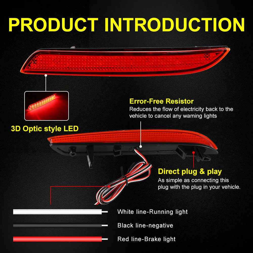 2Pcs LED Tail Red Rear Bumper Reflector Light Lamp stop fog brake light 2012-2014 FOR Honda CR-V,STEPWGN-RG FIT Acura TSX