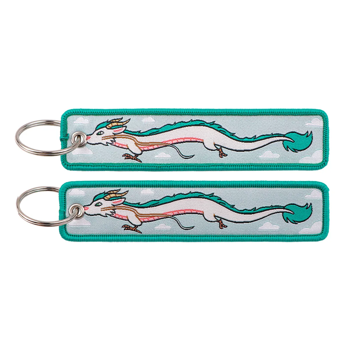 embroidery keychain motorcycle Key Fobs White Dragon Key Tags Keychains for Motorcycles Cars Keyring Cosplay Accessories Fans Gi