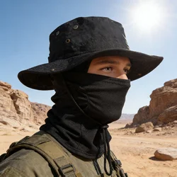 Boonie Cap Face Mask Set Men Mountaineering Hunting Camping Balaclava Hat Suit Wide Brimmed Sports Fishing Hat