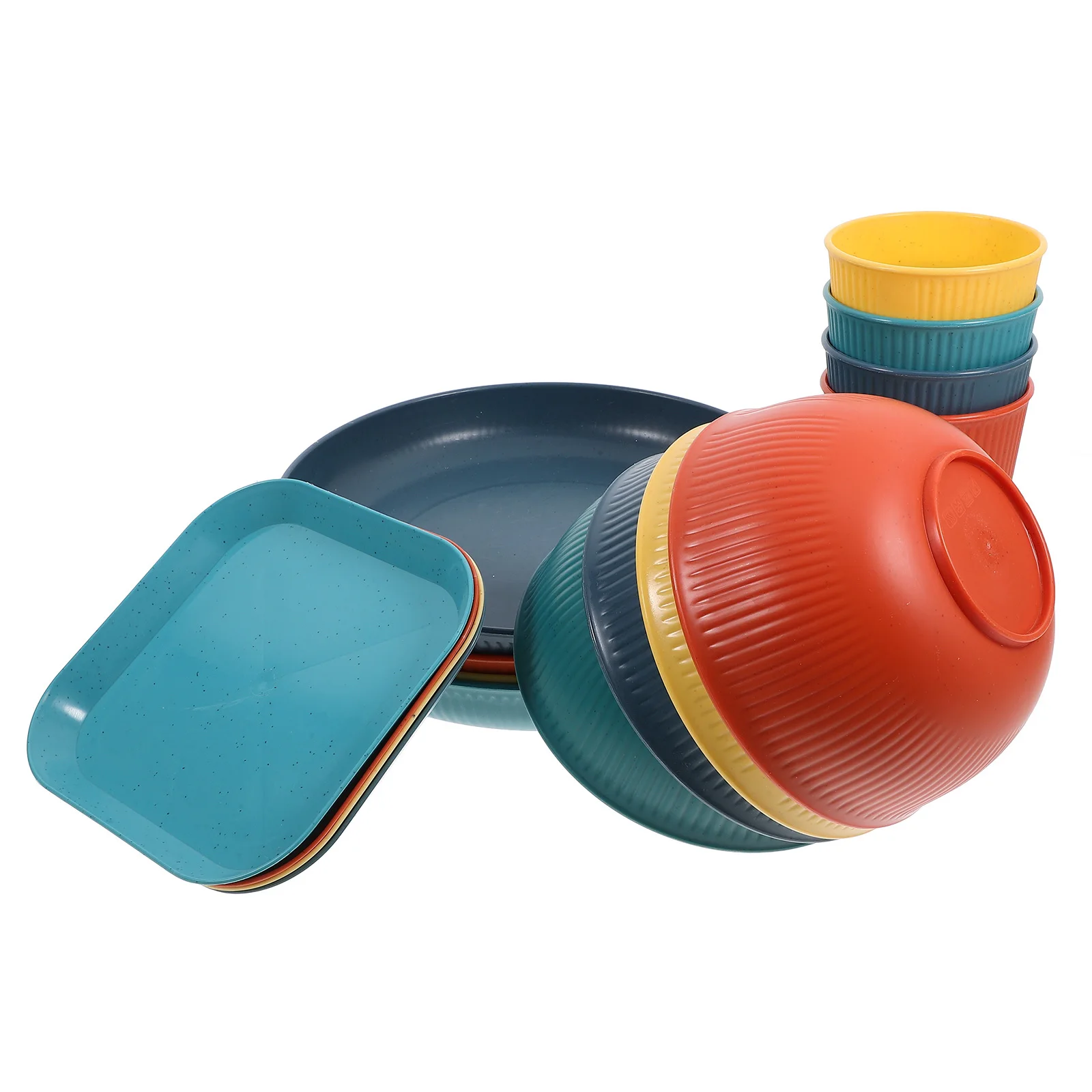 1 Zestaw Niezniszczalnych Naczyń Obiadowych Talerze Miseczki Kubki Kemping Impreza Lekka Zastawa Stołowa Zestawy Talerzy i Mis