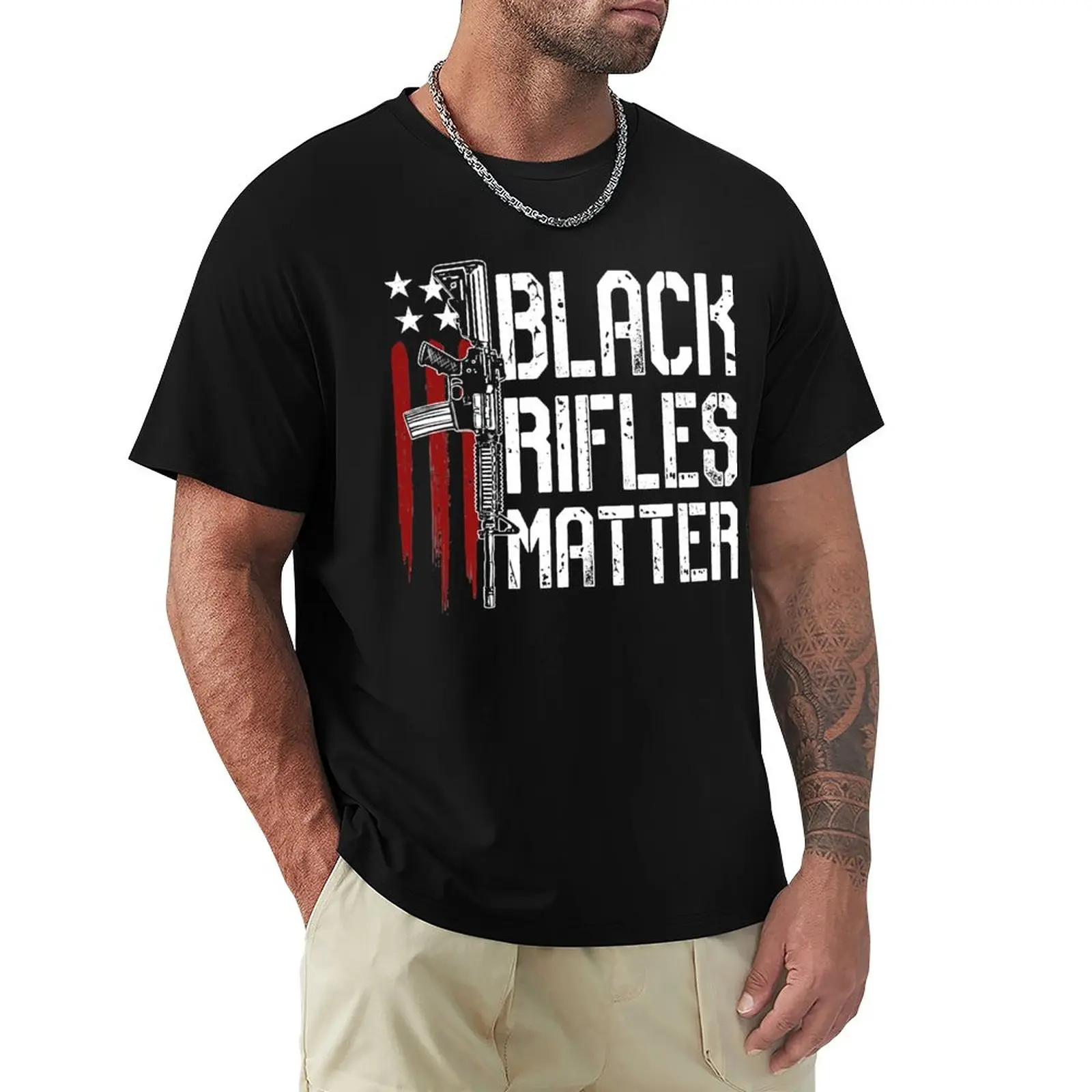 Black Rifles Matter Gun Lovers Black History Month T-Shirt graphics tees oversizeds mens t shirt