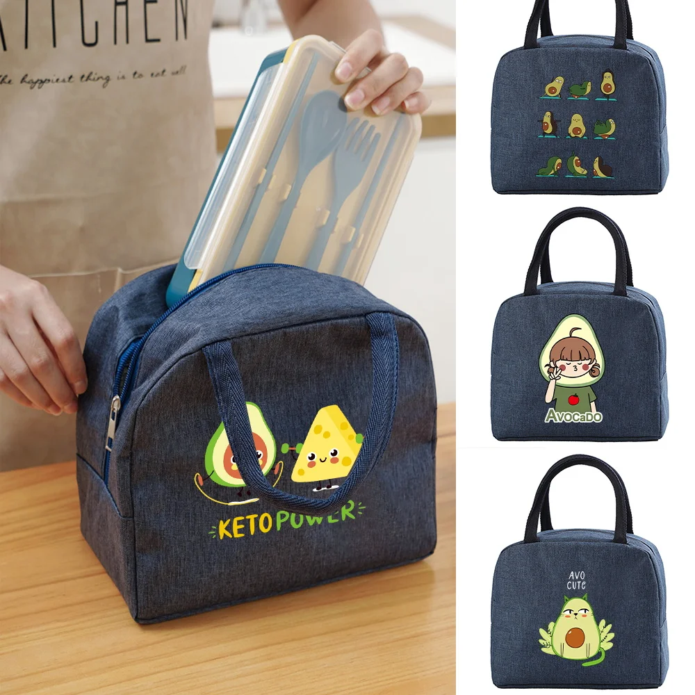 

Lunch Bag with Should Strap Handle Cooler Bag Women Portable Food Bag for Work Student Thermal Lunch Fridge Box Avocado Pattern