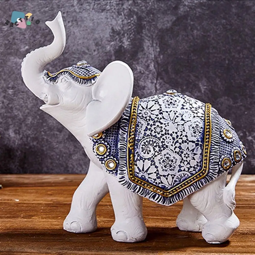 

Cute Lucky Elephant Figurine Resin Crafts Chinese Wealth Elephant Statue Handmade Traditional Animal Sculpture