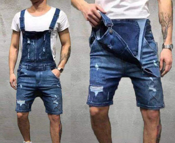 Casual Mens Jeans Work Pants Suspenders Men Clothing Adjustable Overalls Ripped Jeans Denim Shorts Men Cargo Pants Baggy Jeans