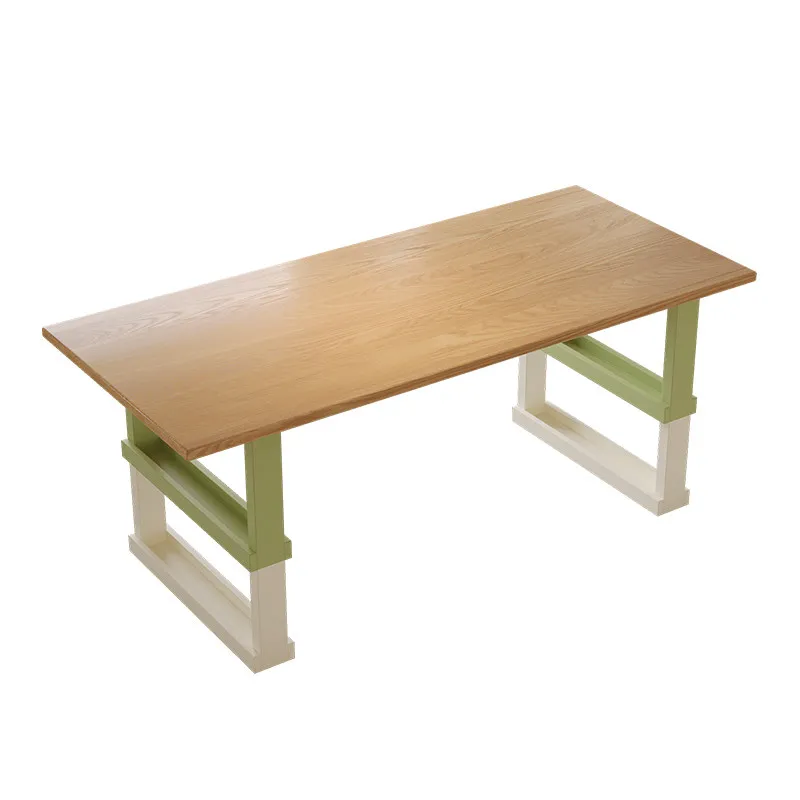 Medieval Bauhaus solid wood dining table Household Memphis color matching table Small apartment log dopamine rectangular desk