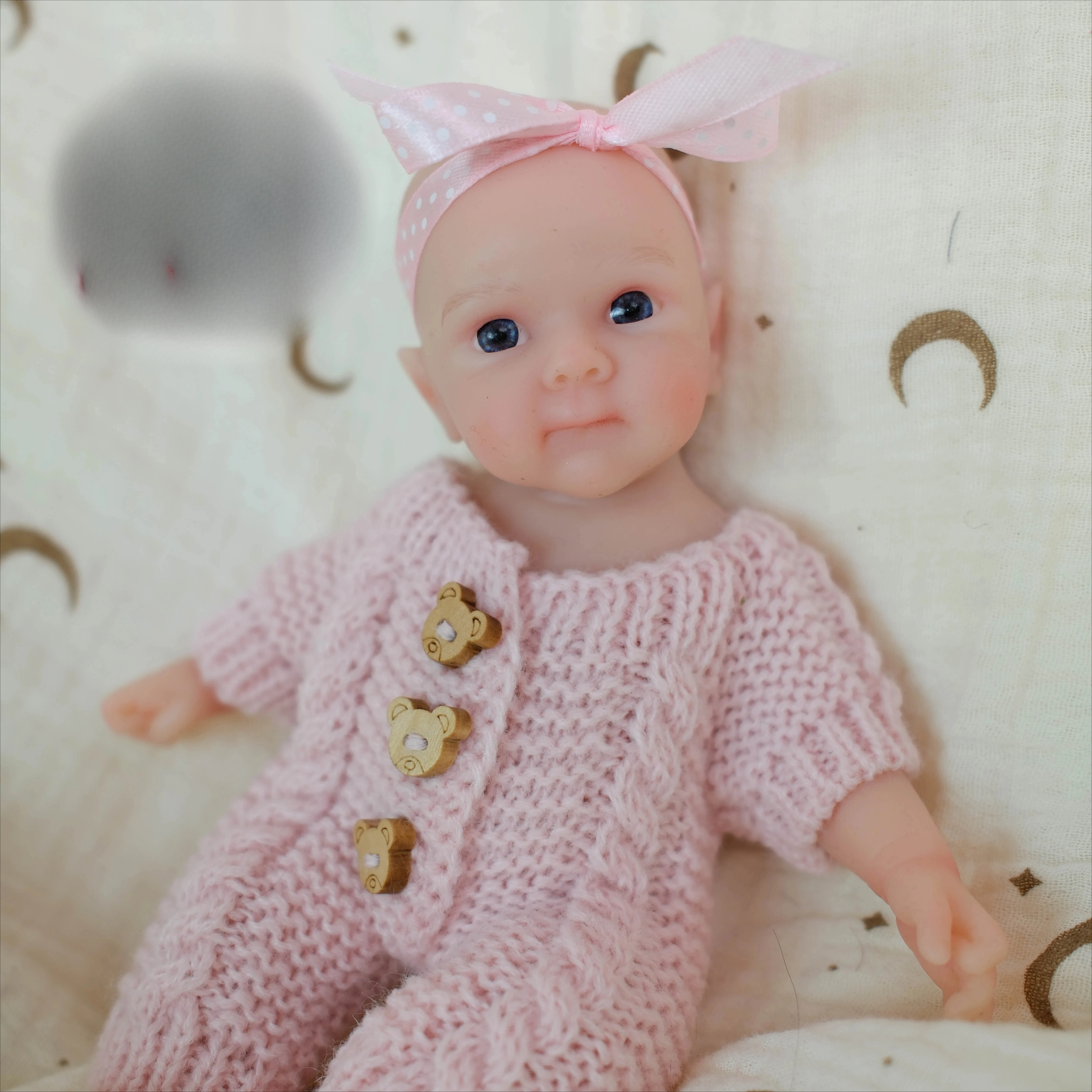 NPK 8インチ 超ソフト ソリッドプラチナシリコン製 柔軟で伸縮性のあるミニハンディベビーガール ベティ パーム リボーンドール