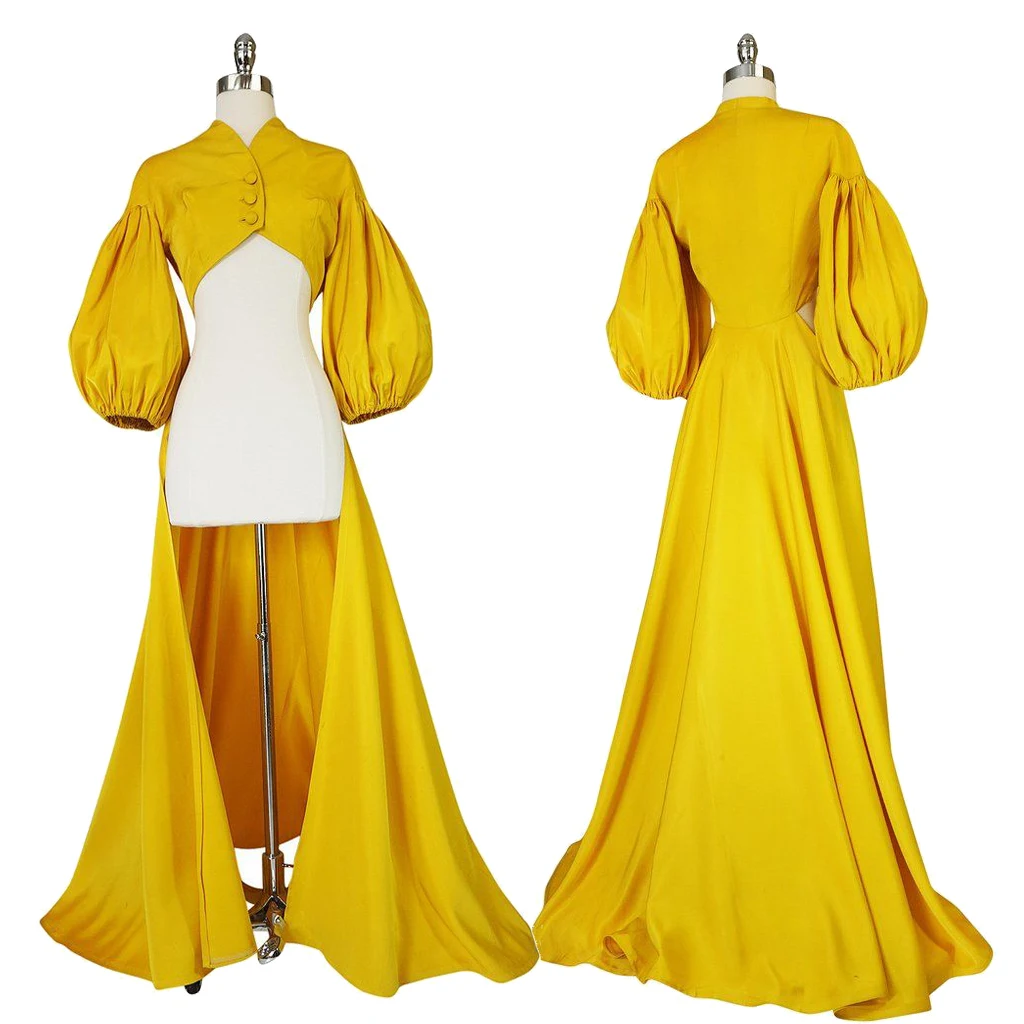 

Victorian Jacket Costumes 1870s Victorian Steampunk Yellow Robe Halloween Clothing Women Girl Fashion Windbreaker