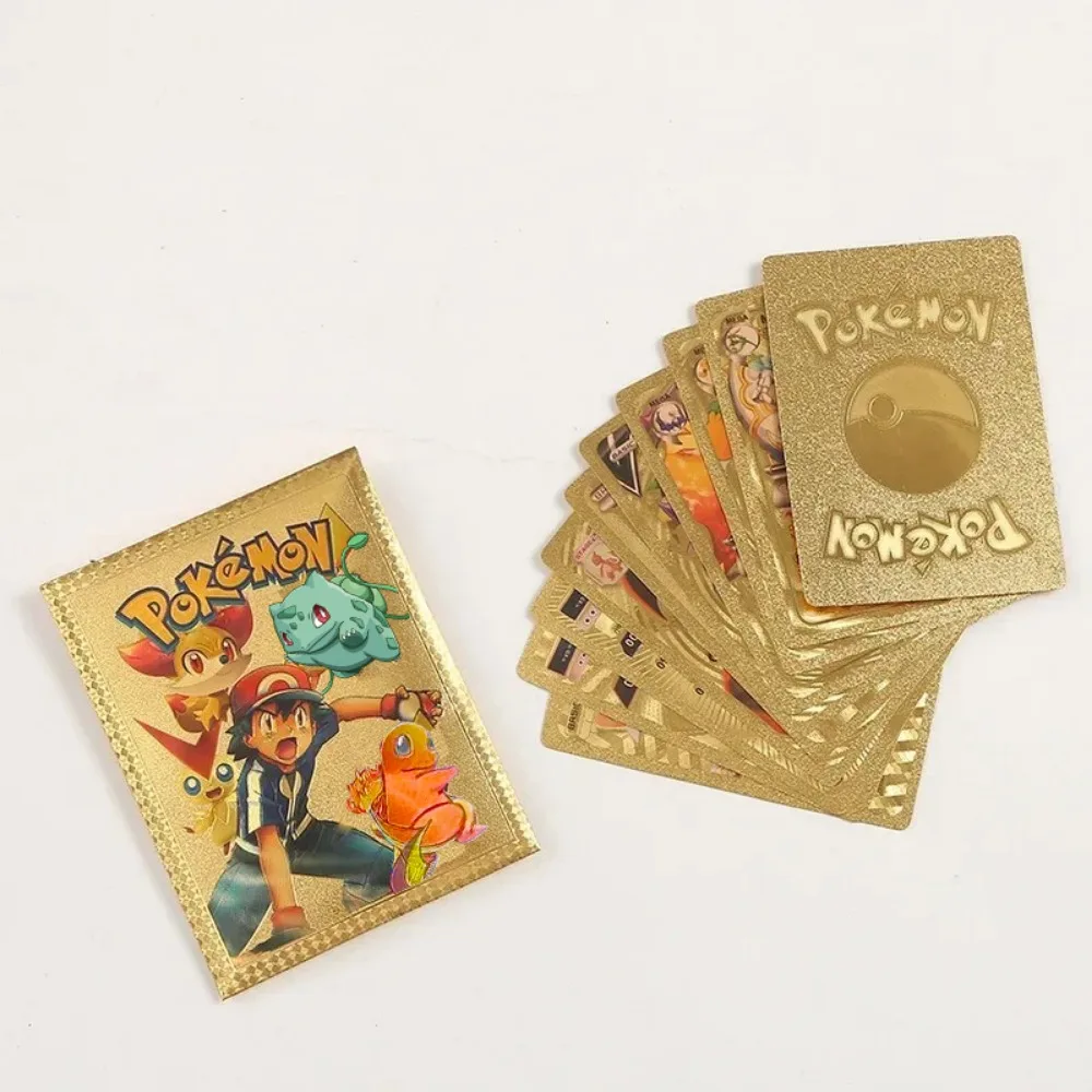 2024 New Box 10Pcs Pokemon Cards Colorful 3D Gold Foil Vmax Vstar V Silver Energy Card Charizard Pikachu Rare Series Battle Card