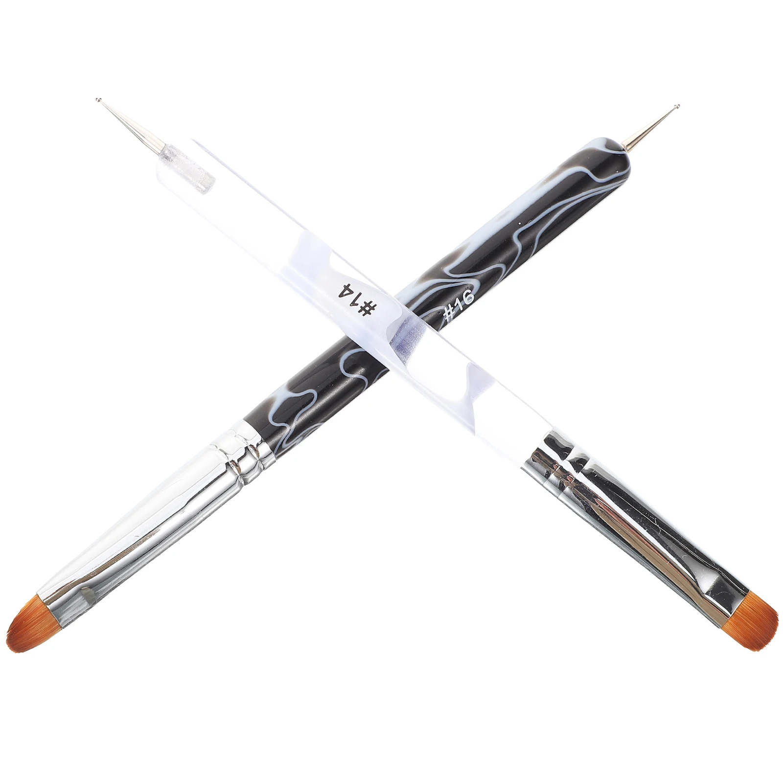 

2 Pcs Nail Brush French Manicure Double Head Dotting Pens Gems Tools Acrylic Painting Nail Polish Supplies