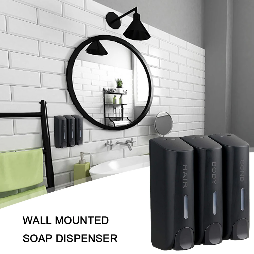 

Triple 350ml Shower Bath Shampoo Dispenser Multi-Purpose Wall-Mount Body Wash Dispenser Heat-Resistant for Bathroom Accessories