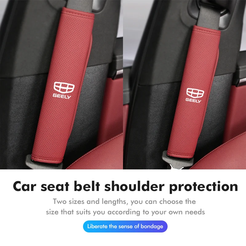 Leather Car Safety Belt Shoulder Cover Protection Padding Pad For Geely Ttugella Geometry C Coolray Emgrand Atlas Pro EC7 GX3