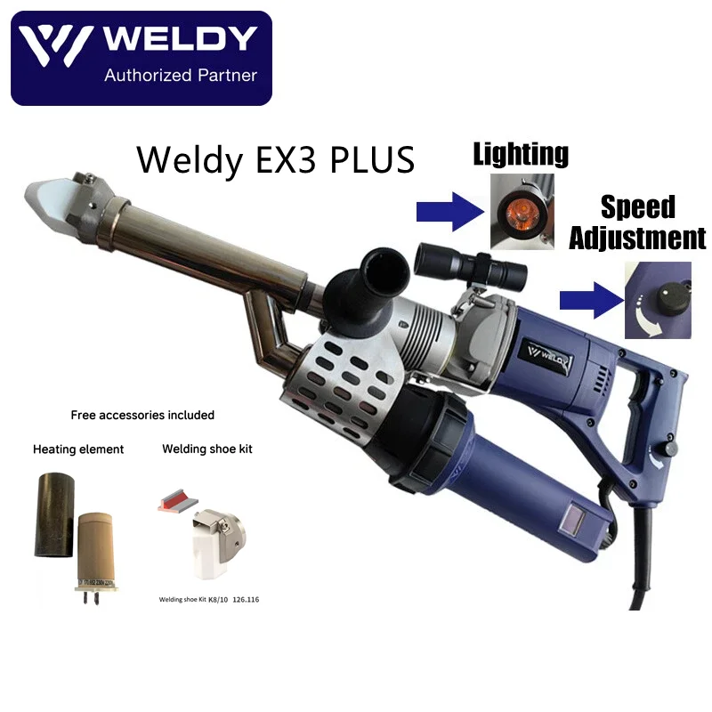Upgraded WELDY EX3 Plus Extrusion Welder Gun with Digital Display & Adjustable Speed HDPE Plastic Welding Machine