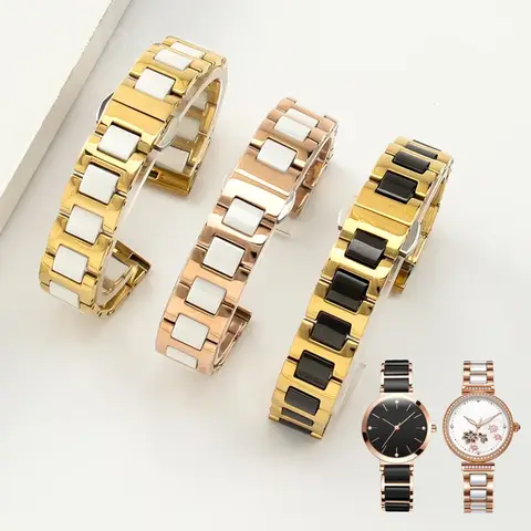 Correa de reloj de cerámica de acero inoxidable para DW, correa de reloj femenina y masculina Armani 1909 1926 Huawei 12 13 14 15 16 17 18 20 22mm