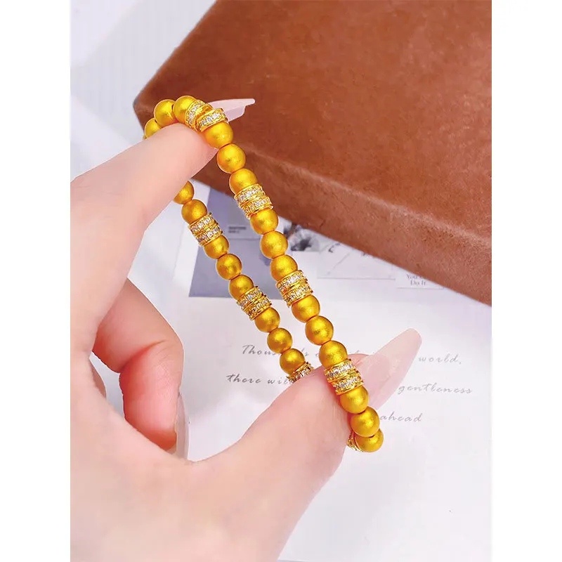 Elastic Beaded Bracelet 2026 Chinese Style Lucky Bead Wrist Jewelry For Women Vietnamese Sand Gold Inlaid Rhinestone Spacer Ring