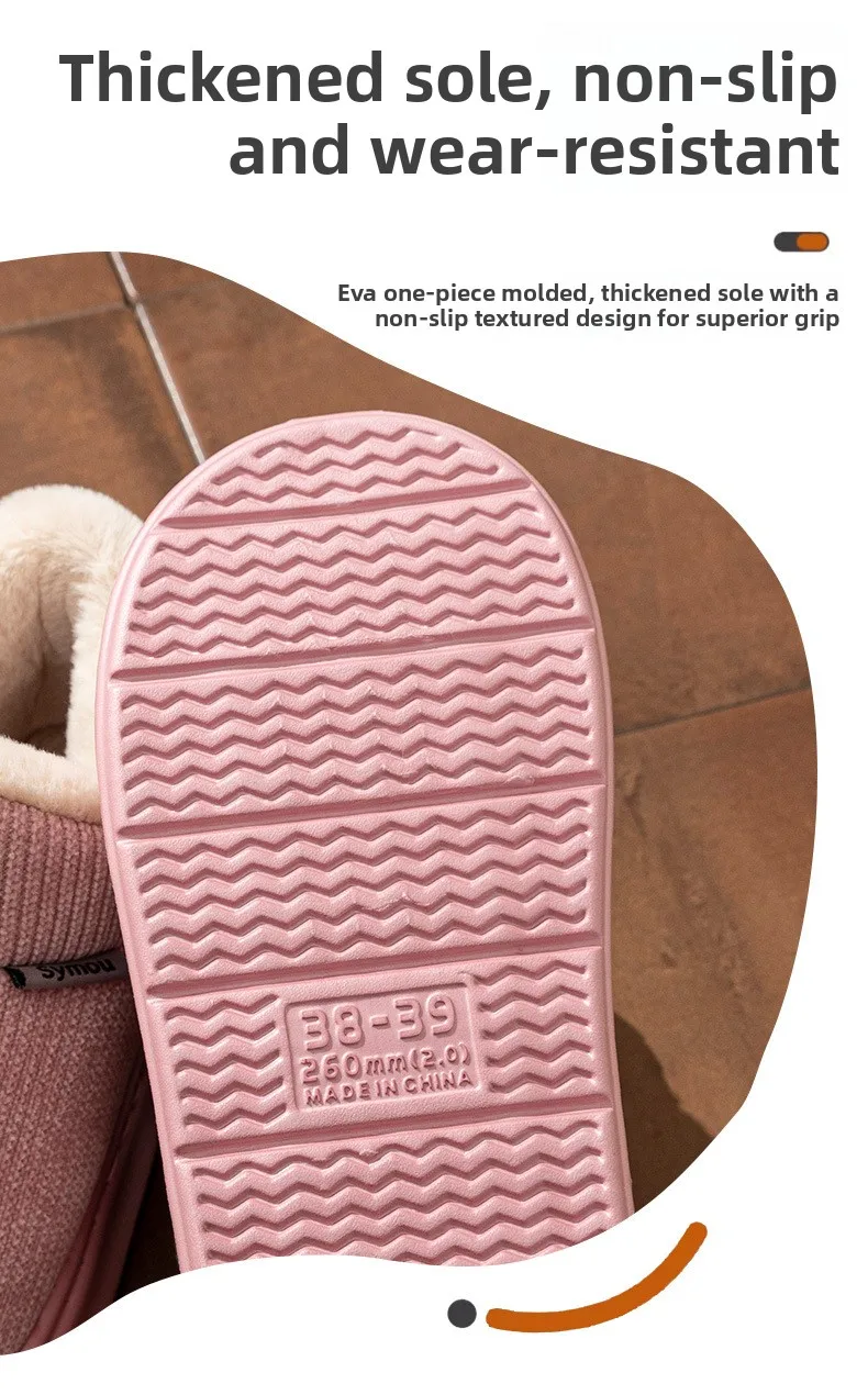 Herren-Plattformschuhe in Übergröße, EVA-Anti-Rutsch-Dicksohle, Winter-Warm-Plüsch-Hausschuhe für den Heimgebrauch, Indoor-Komfort – Detail 5