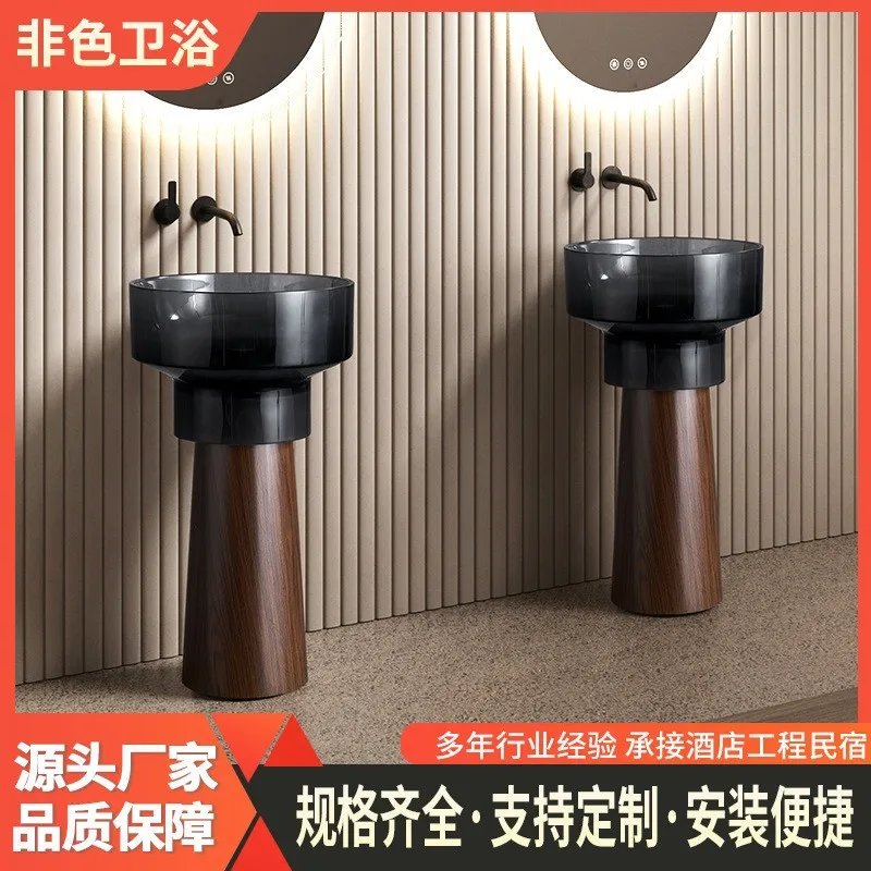 XL Pedestal Wash Basin Courtyard Bathroom Floor Standing Pedestal Basin Transparent Resin Wash Basin
