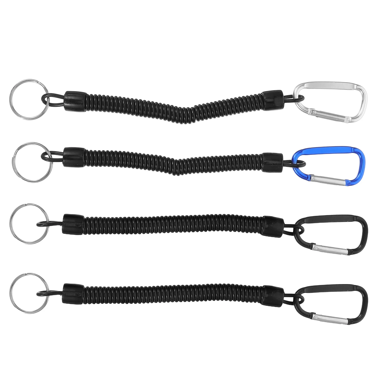 

4 Pcs Anti-lost Keychain Retractable Outdoor Stretch Cord Bungee Keyring Stretchy Ropes Strap Coil