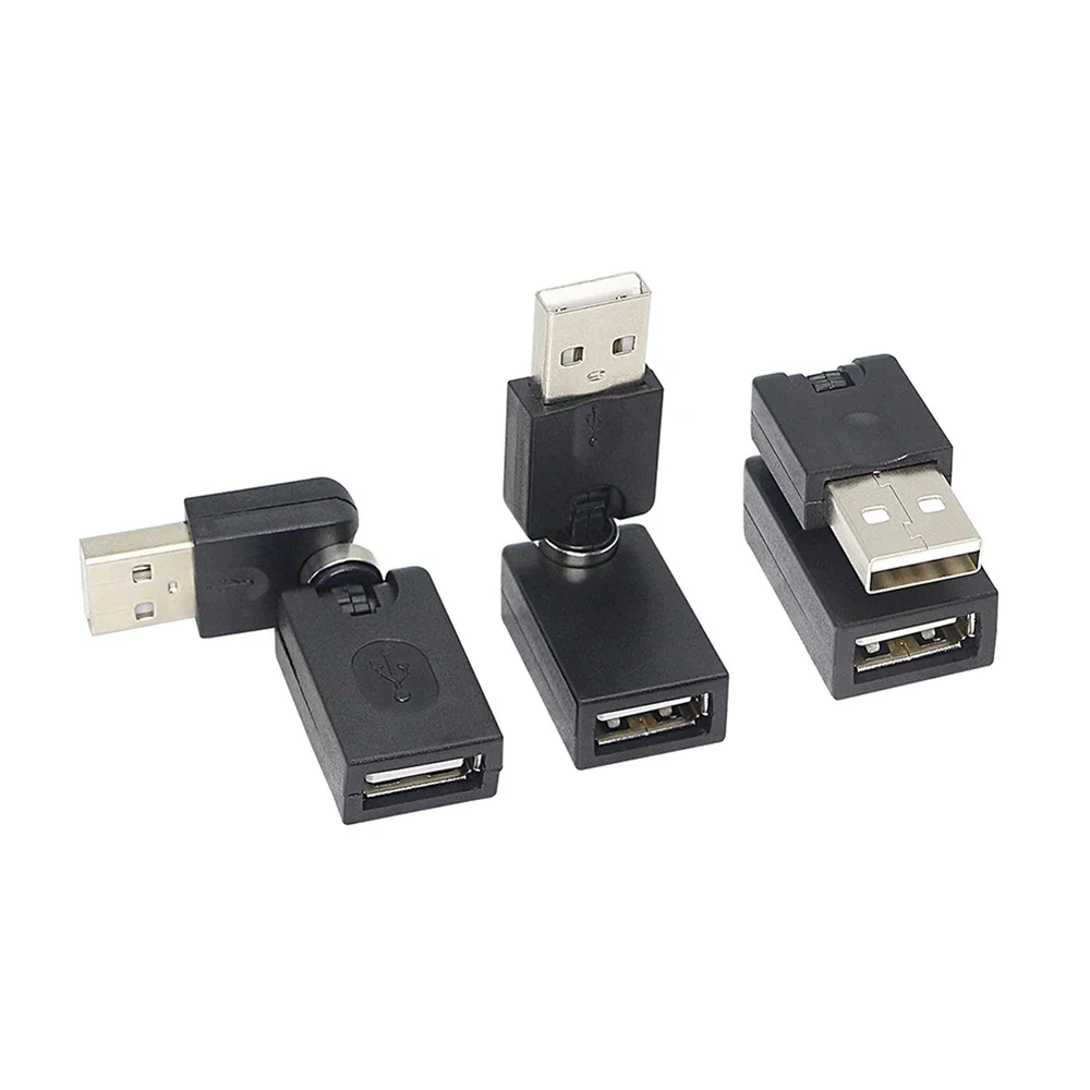 2PCS Swivel USB Adapter Rotatable USB 2.0 Type A Male to Female Extension Connector 360 Degree Rotation Adjustable Adapter