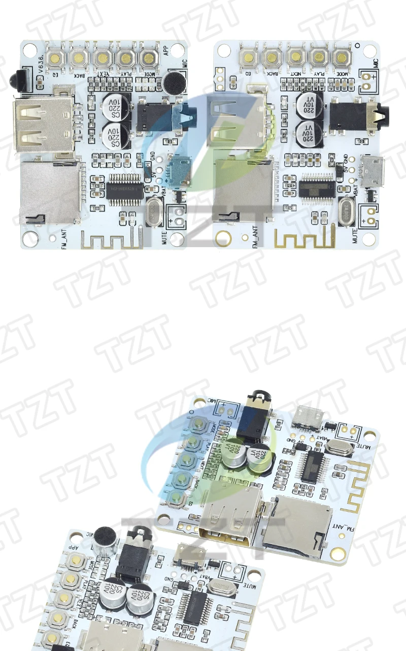 TZT TF-Karten Bluetooth-Audioboard mit USB-Anschluss, Dekodierung, Wiedergabe, 5V Stereo-Musikmodul – Detail 8