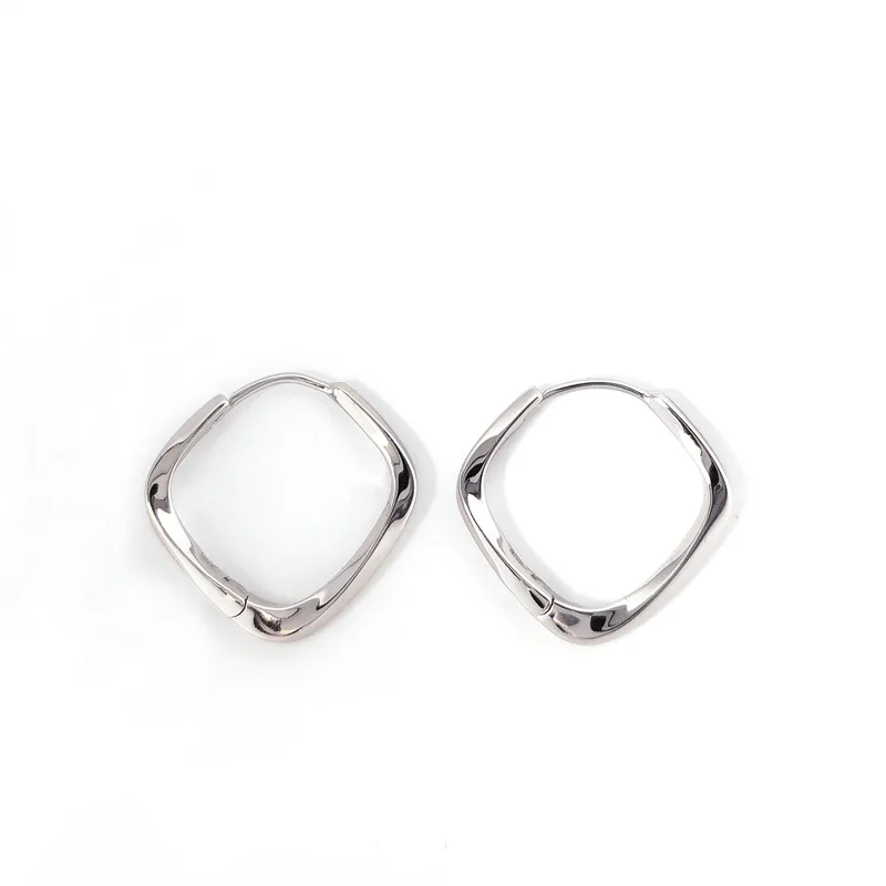 100% 925 Sterling Silver Hoop Earrings with Geometric for women, Personalized and Minimalist