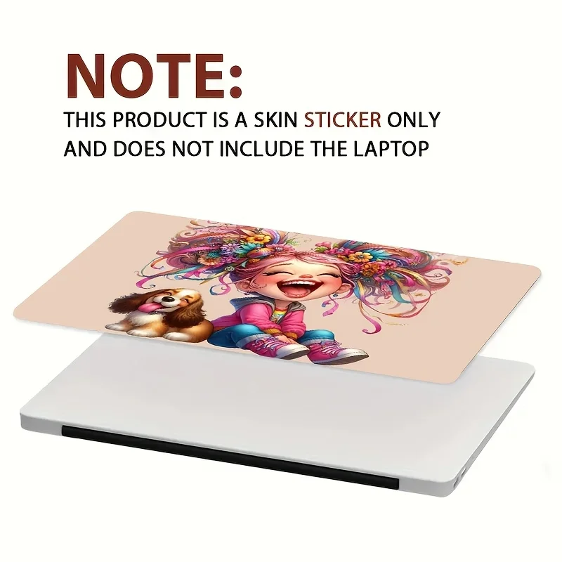 2 Pieces Made of PVC Material Cute and Happy Patterns Laptop Skin Fits for 12-15.6 Inches DIY Cut To Your Own Style