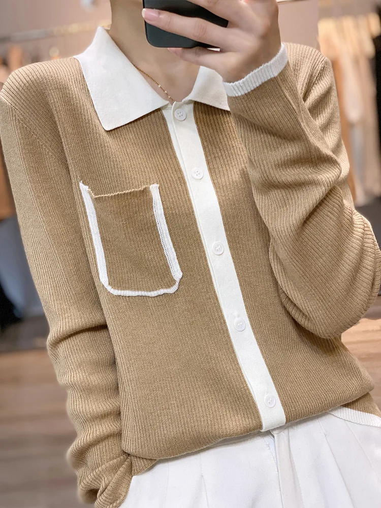 Cardigan Women's Sweaters 2023 Spring Clothing Wool Knitwears Long-Sleeve Knit Outerwears Cardigans Korean Fashion New Pattern