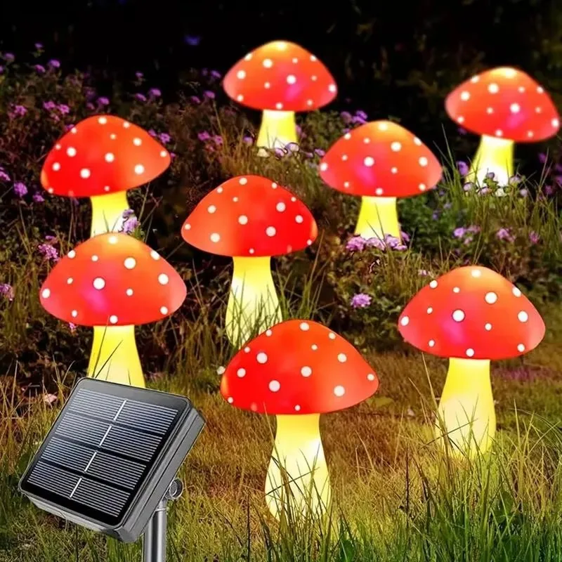 

8 Modes LED Solar Mushroom Light Outdoor Garden Decor Waterproof Fairy Light Solar String Pathway Lawn Lamp Garden Light