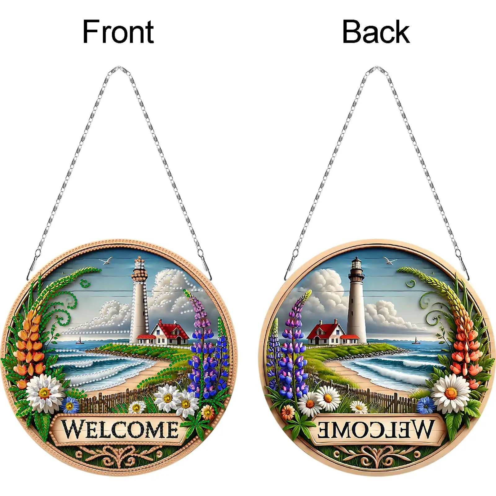 

Набор для творчества: 2D-акриловая алмазная мозаика-подвеска «Маяк» для декора дома, 24x24 см