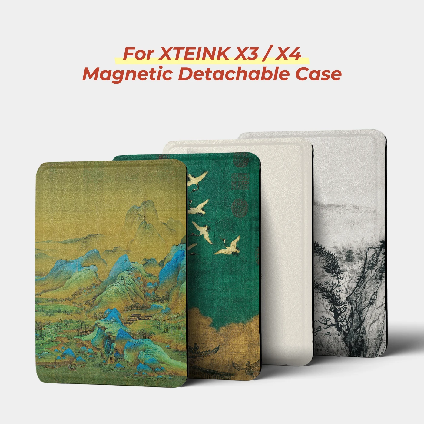 Twosheep Traditional Chinese Style Magnetic Detachable Case suit for XTEINK X3, XTEINK X4 Clear TPU Bottom Back Shell Slim Guard