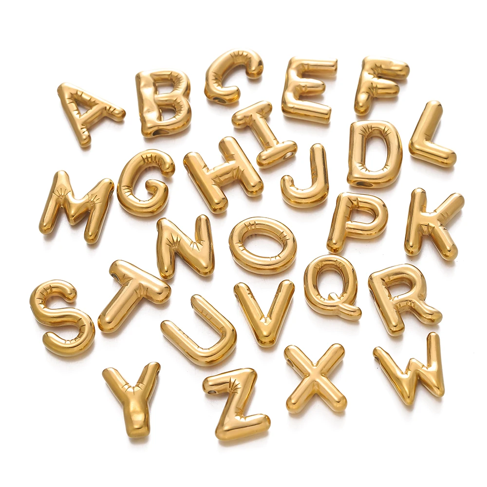 

5pcs/pack Stainless Steel Bubble 26 Letters Steel Gold Color Pendants for DIY Necklace Bracelet Jewelry Making Accessories ﻿