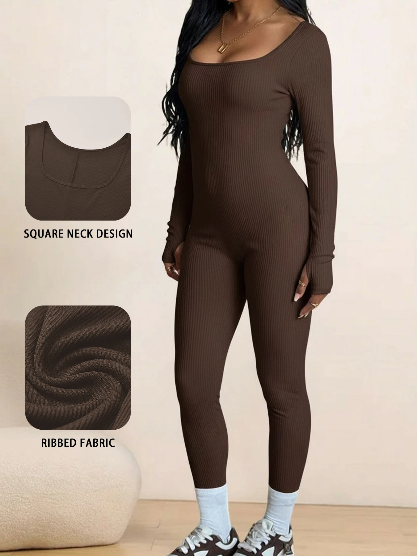 

Женские супермягкие комбинезоны для йоги с длинными рукавами, ребристые боди-комбинезоны для тренировок