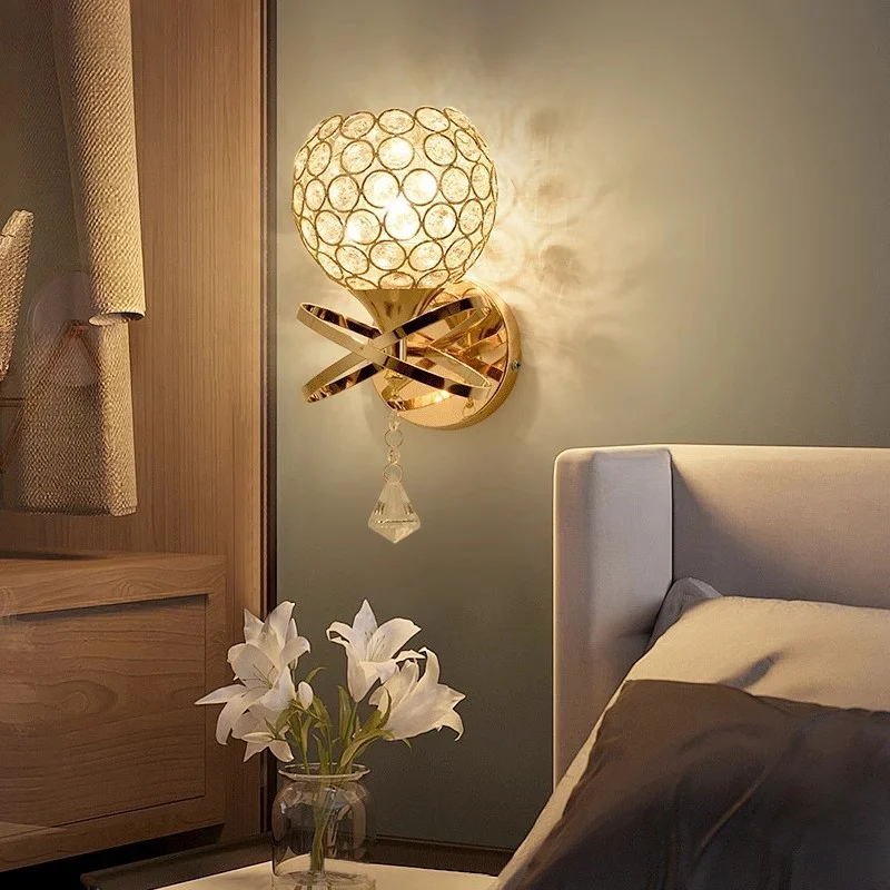 Modern minimalist LED corridor hallway foyer crystal lights Nordic staircase balcony bedroom headboard background wall lights
