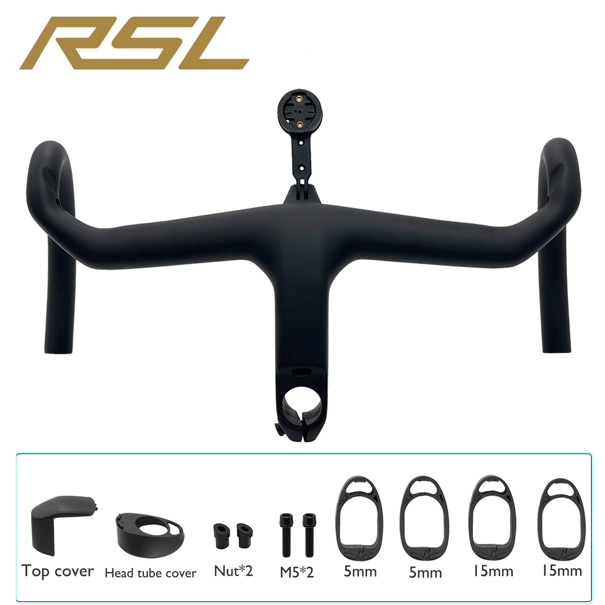 Aero RSL Integrated Carbon Fiber Road Bike Handlebar -7° Stem Angle, 31.8mm Clamp, Ergonomic Design with Free Spacers & Bar Tape