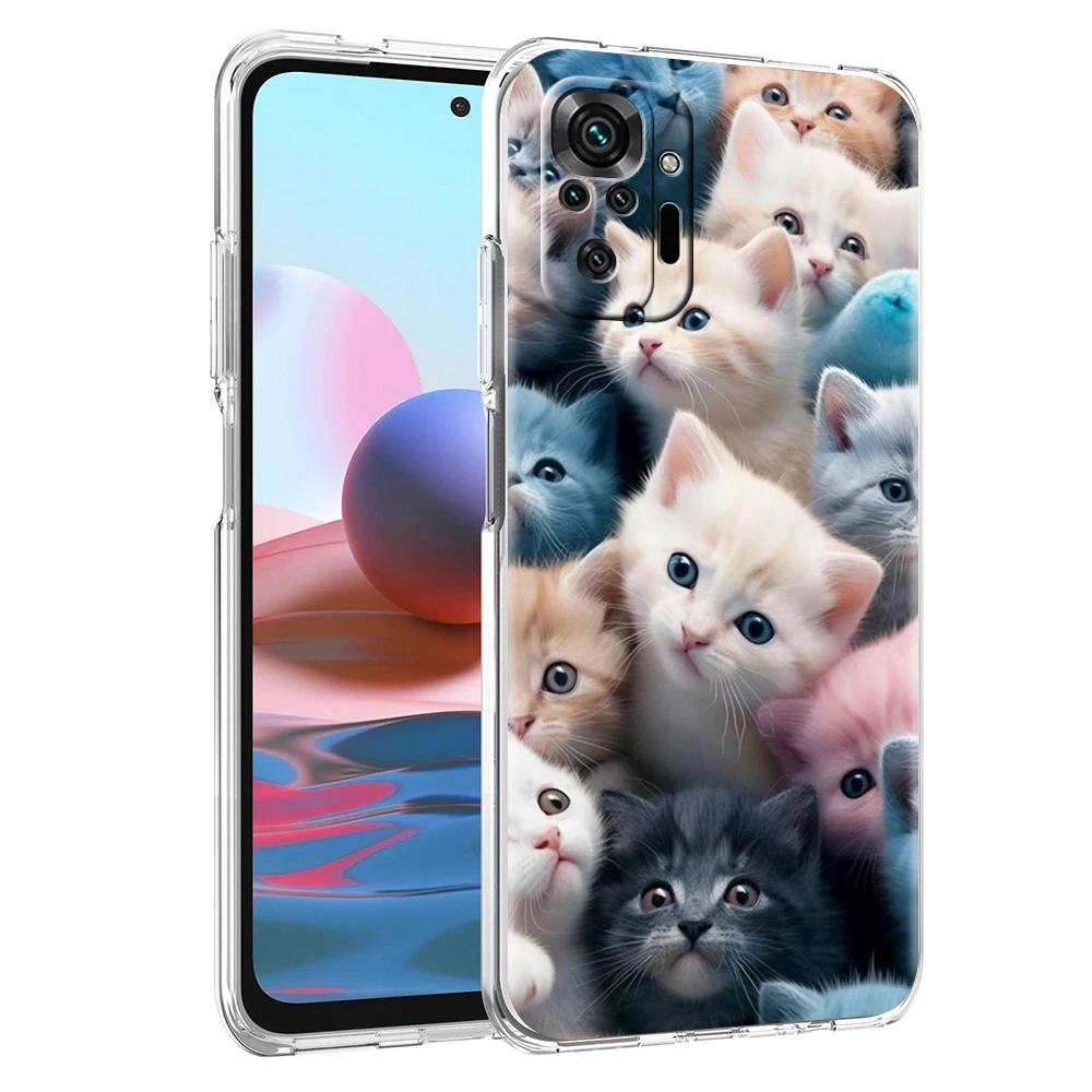 Cartoon Cute Cat Phone Case Cover for Redmi Note 12 10 11 11T 7 8 8T 9 K40 Gaming 9A 9C Pro Plus Transparent Soft Shell Capa Bag