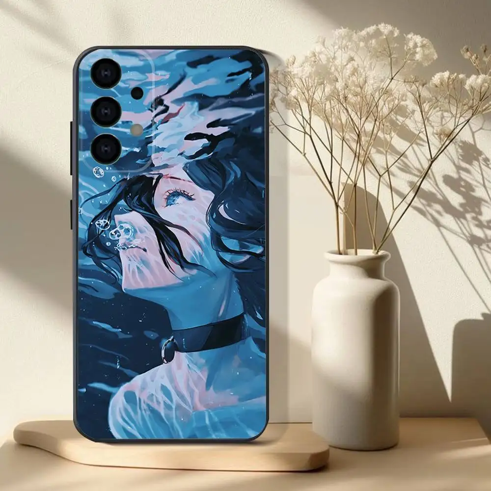 Casing Ponsel C-Chainsaw Man Reze untuk Samsung S 25,24,23,22,30,21,10,9,Ultra,Plus,Lite,FE,4,5G Casing Lembut Hitam